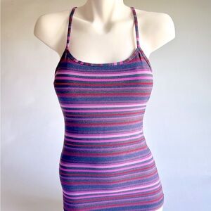 Lululemon Purple Pink Grey Striped Top size S.